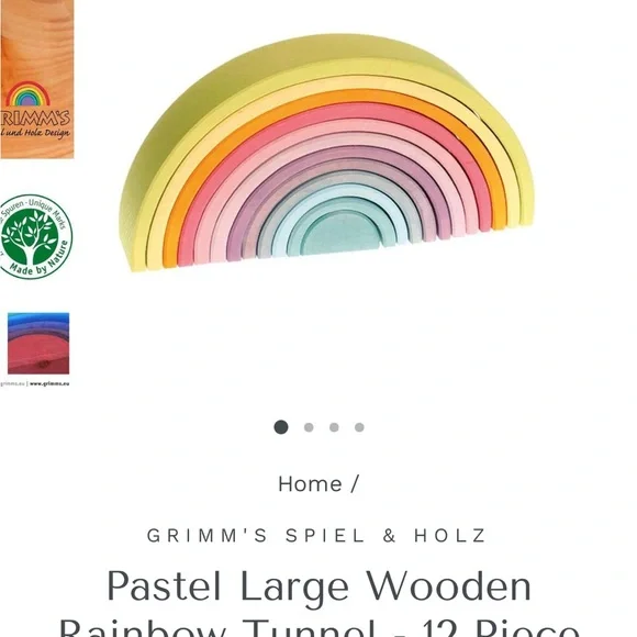 Grimm’s Pastel Colorful Wooden Rainbow Stacker - Picture 4 of 4